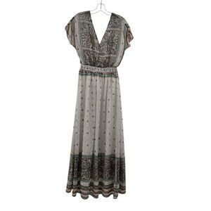 Millenium Women's Short Sleeve A-Line Maxi Dress Multicolor Print Size Small